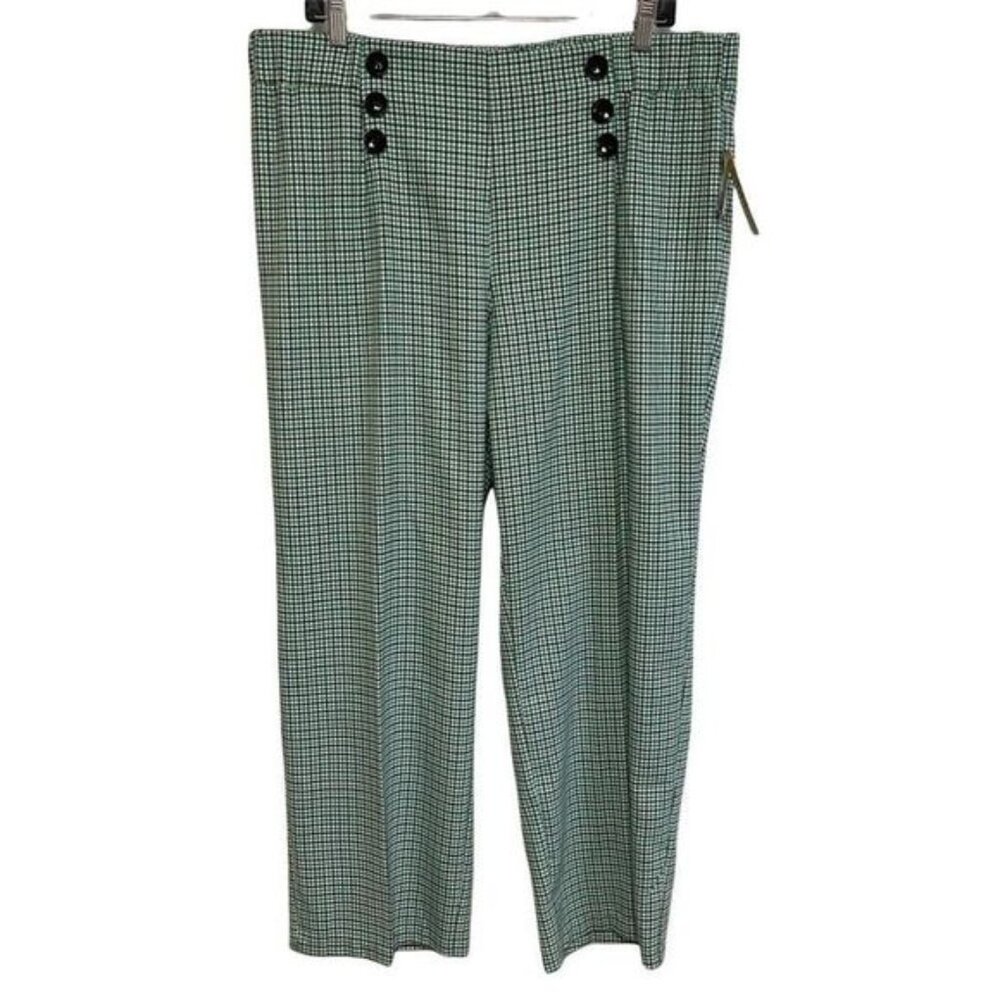 Melissa Paige Womens‎ Plaid Pull On Cropped Ankle Pants Size XLP Plaid Green